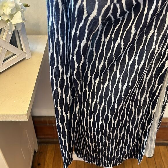 Loft blue white patterned long sleeve open cardigan Size M New - Picture 3 of 10